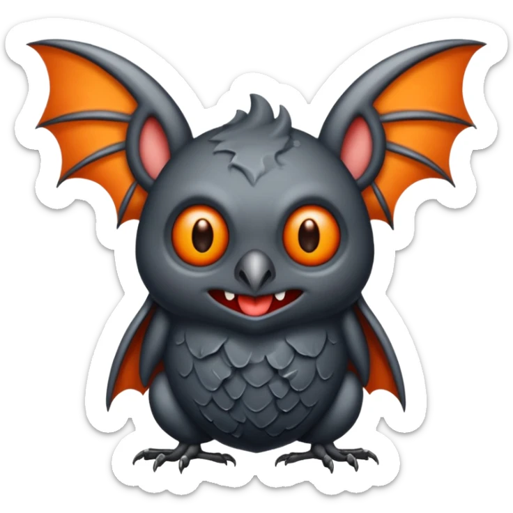 Monstre a corp craquelé fait de lave avec des ailes de chauve-souris et un tête de pierre carbonisé avec une mâchoire carré  sticker