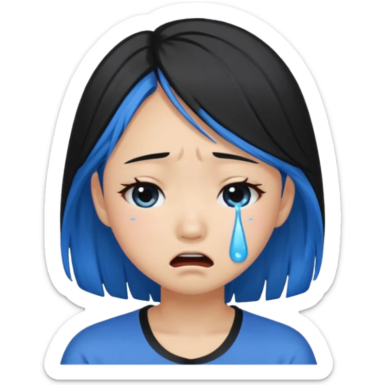 Asian girl crying more like this 😭 make the tears blue make the hair black all of the hair black sticker