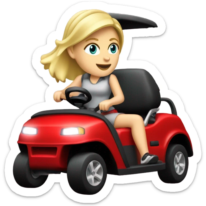 Blonde white girl driving ww golf car in red color sticker
