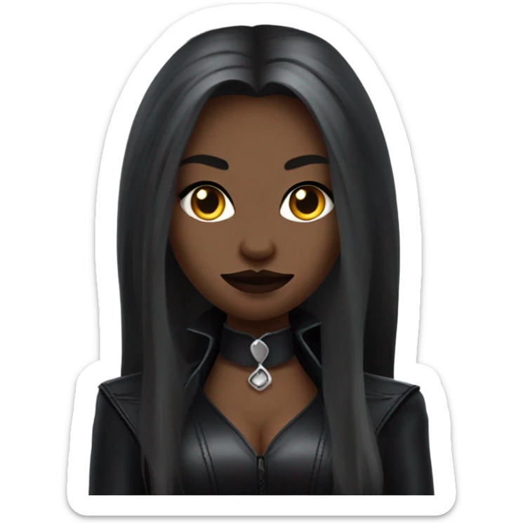 gothic vampire catwomen with long hair  at leather coat  sticker