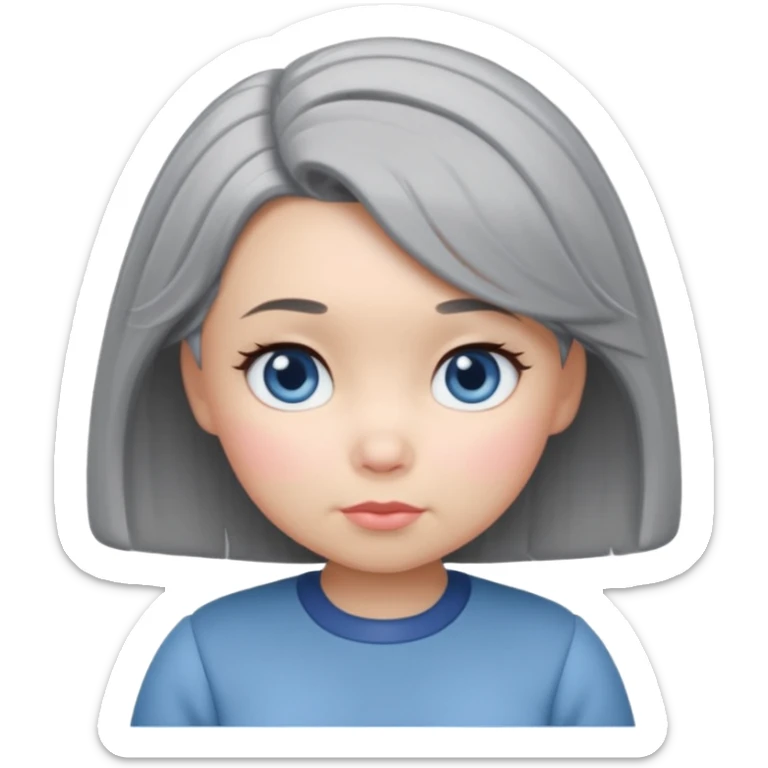 female tsum tsum character with blue eyes and grey 1940s styled bob hair sticker