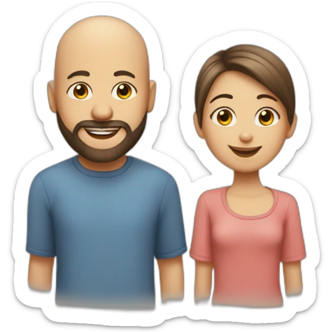 Happy-secret-couple-bald-guy-with-beard-with-boy-haircut-girl sticker