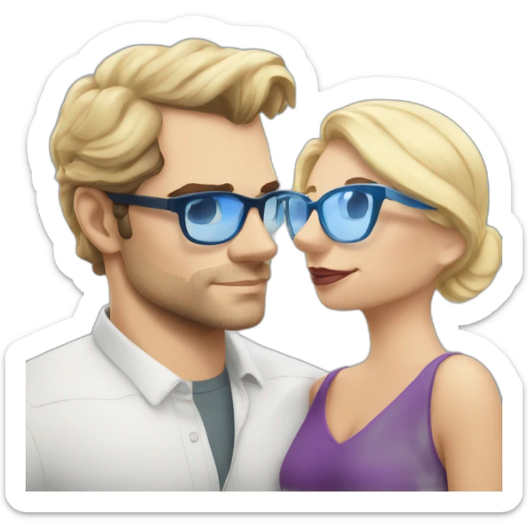Henry Cavill kissing blond woman with glasses, with blue eyes with very very short hair sticker