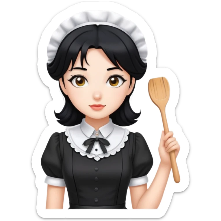 Girl without clothes with black hair sexy maid sticker