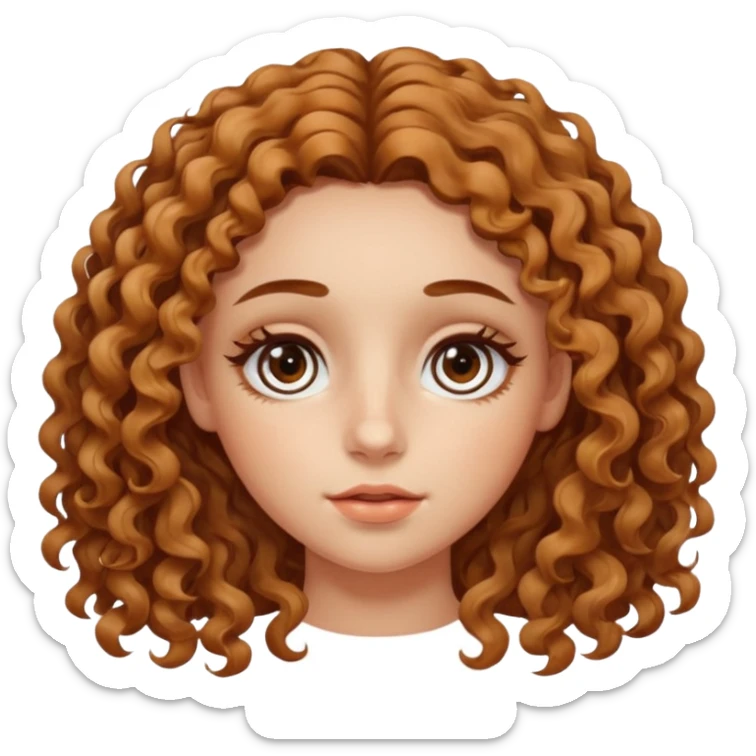 girl with wavy curly hair, almond shaped eyes, birthmark near her eye sticker