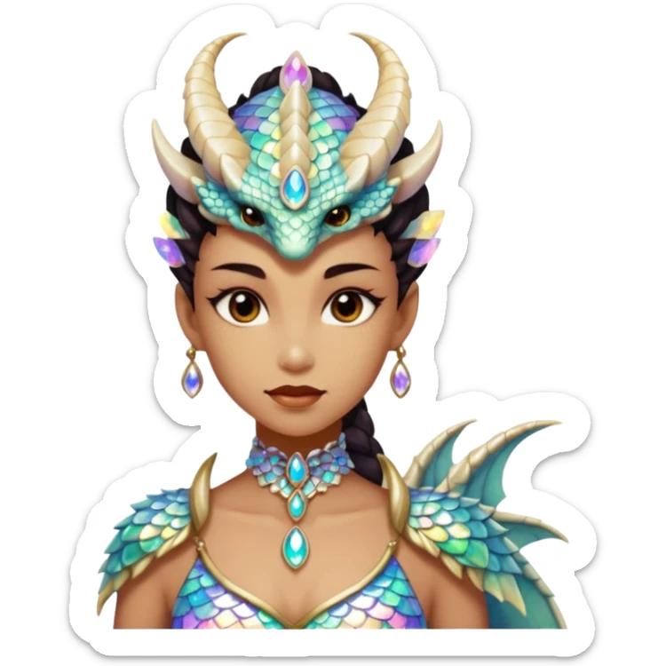 Am amazing blend of a half dragon woman with glittering jeweled scales sticker