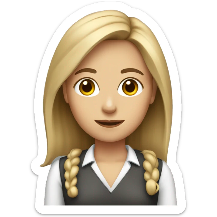 A girl teacher with brown eyes, dirty blond hair sticker