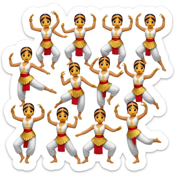 Cinematic Realistic Sirtaki Dance Pop Culture Emoji, showcasing energetic traditional dance movements rendered with dynamic, rhythmic lighting and expressive detail. sticker