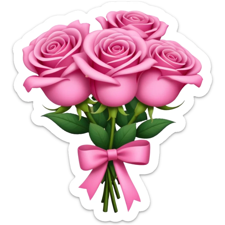 Buquê de rosas na cor rosa choque com um laço grande na cor rosa choque  sticker