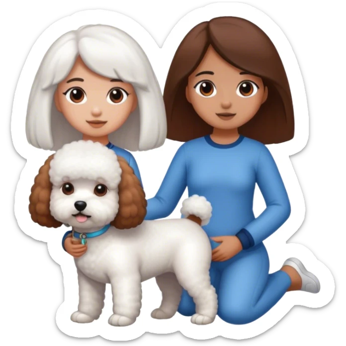 Bichon frise and a tanned girl with long straight brown hair sticker