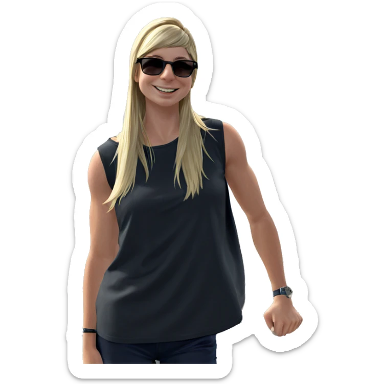 blonde girl smiles by ocean sticker