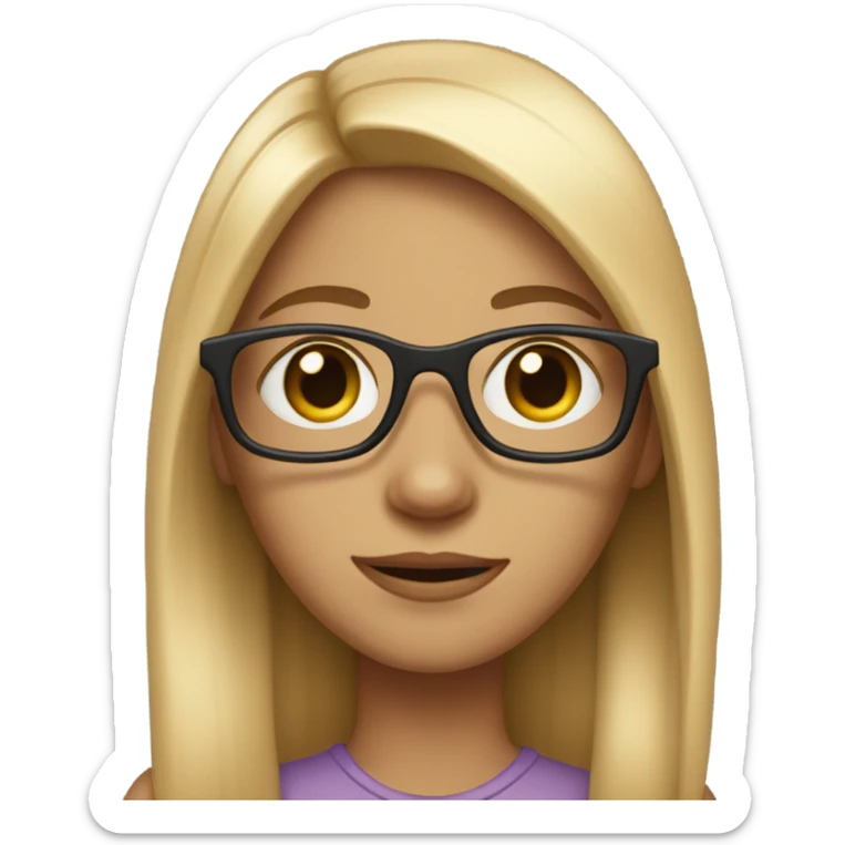 girl with straight long hair and almond shape eyes wearing glasses  sticker