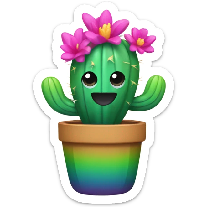 Rainbow cactus sticker
