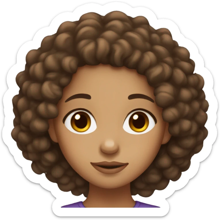 lightskin girl with brown curly hair and brown eyes sticker