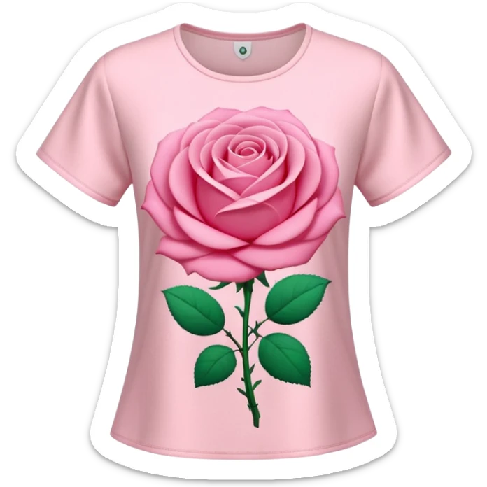 A 3D cartoon rose-pink women’s top with short sleeves, soft fabric texture, gentle lighting, isolated on plain background.negative: rose flower. sticker
