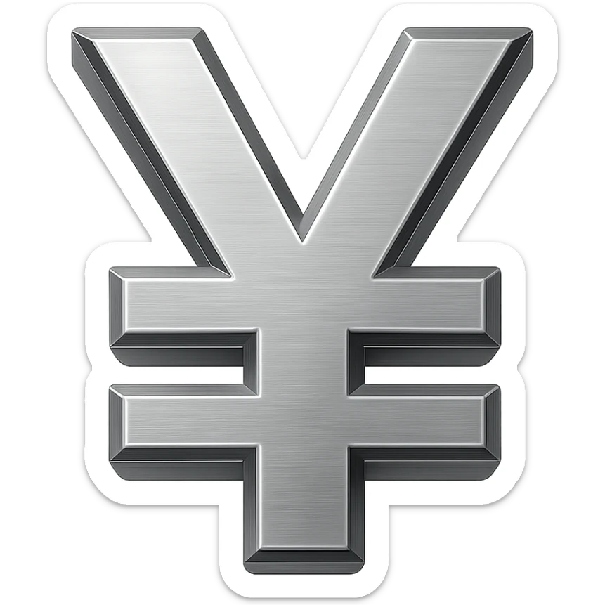 Change the color of the 3D yuan sign emoji to silver, keeping the emoji style and 3D look, no text. sticker