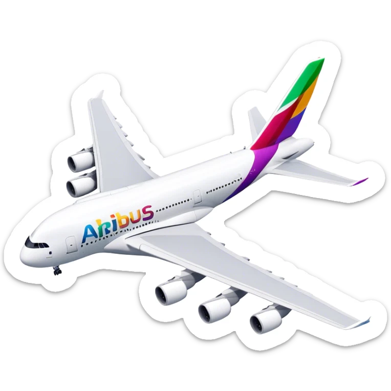 Airbus A380 - Airbus (Model Year: 2021) (Iconic colour: White with colorful tail) sticker