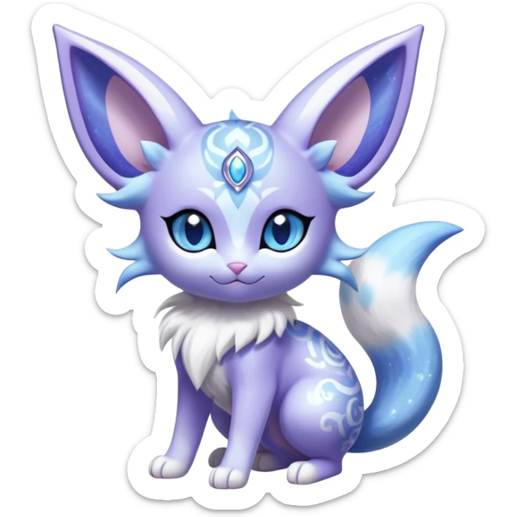 Shiny Exotic Cute Adorable Majestic Ethereal Sparkly Espeon-Meowstic-Hybrid-Creature with pattern-markings sticker