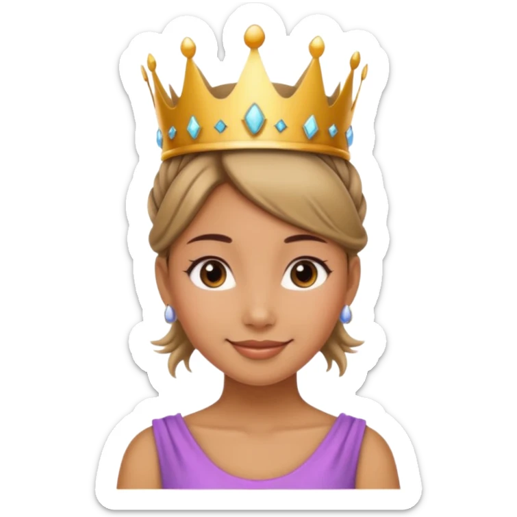 tạo cho tôi 1 cô gái da hơi ngăm đen đội vương miện và búi tóc sticker