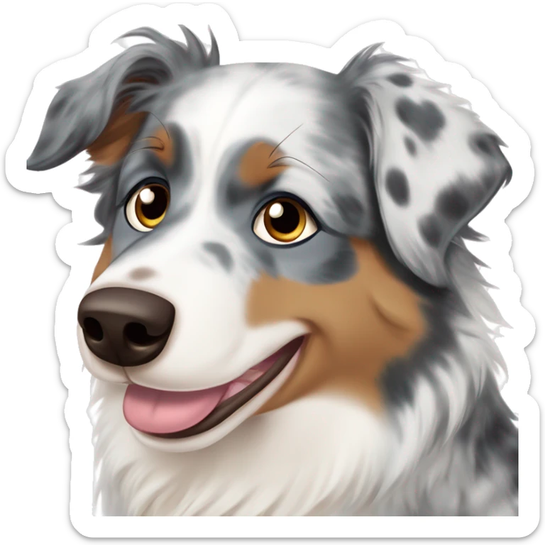 Australian shepherd blue merle with one blue eye and one brown eye with his tongue sticking out￼ sticker