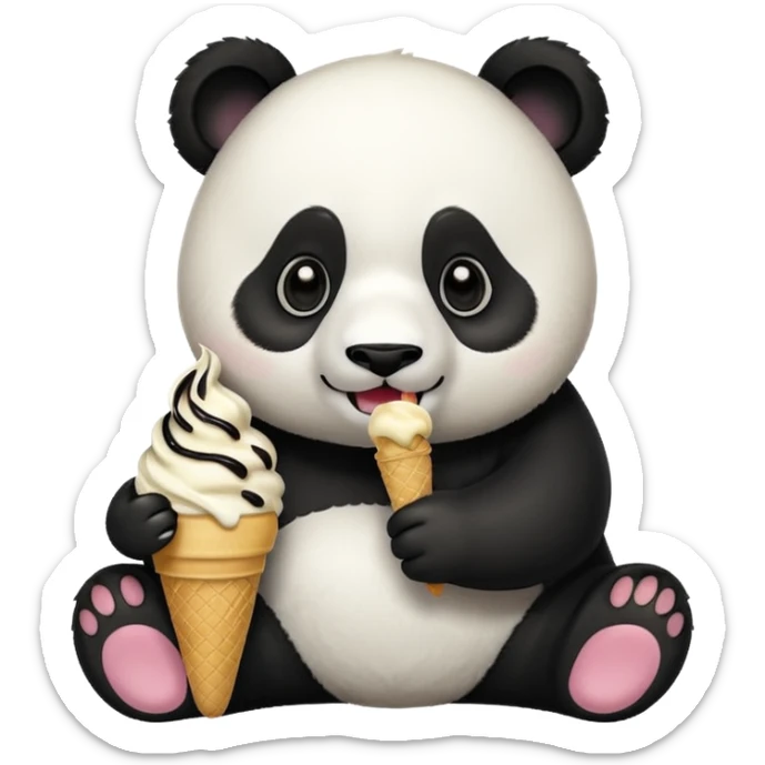Panda eating ice cream sticker