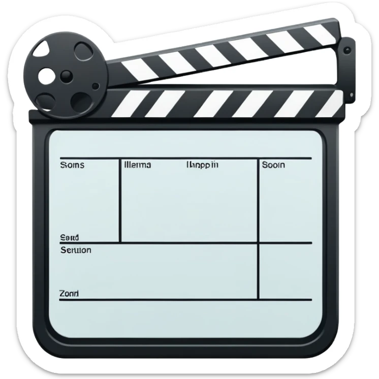 ultra simple film slate outline, black line drawing only, no fill or shading, just essential outlines sticker