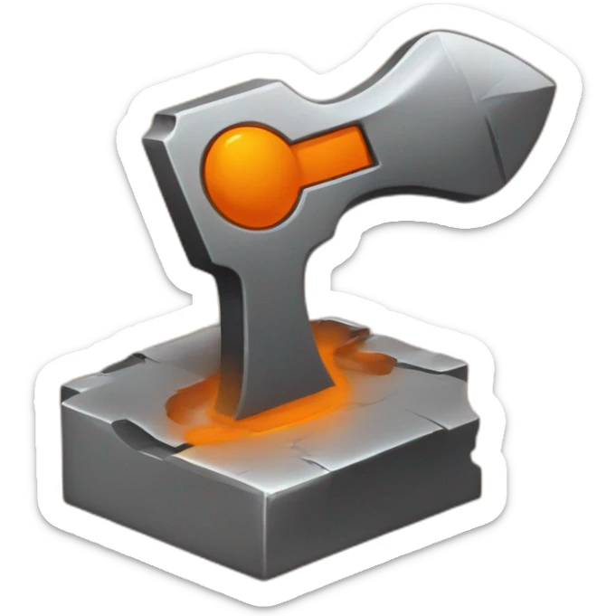 Generate me a favicon icon for a cartoon anvil with an orange T in front of it sticker