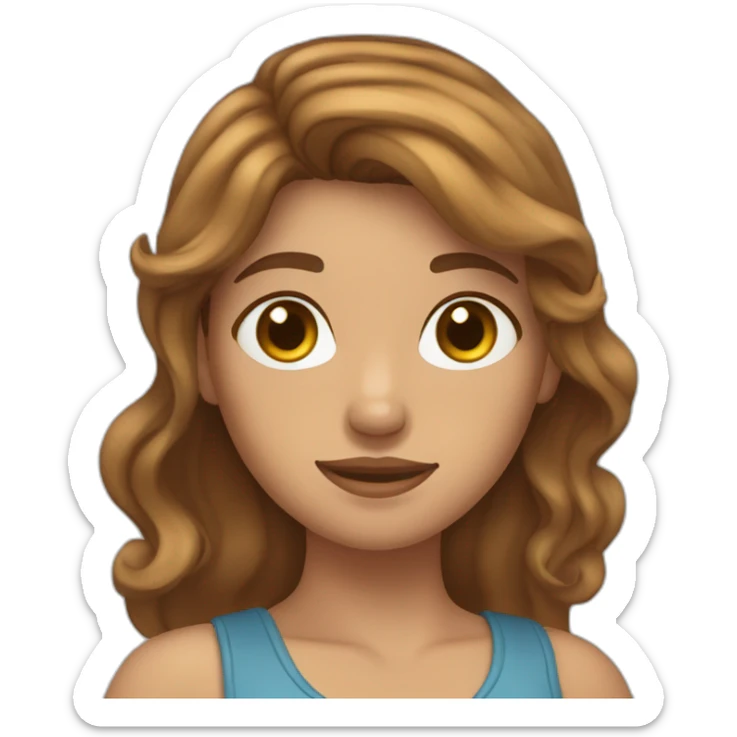 a wavy brown hair tan skin  girl with a cast on her hand  sticker