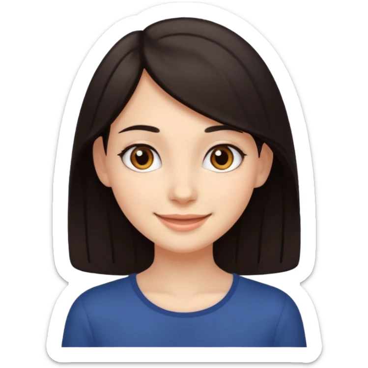 Make an emoji of a slender girl with dark hair and brown eyes sticker