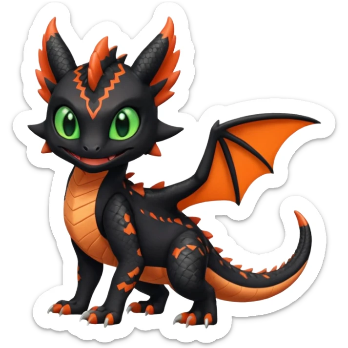 Cute adorable Noivern-Litten-Salandit-Noibat-Toothless-fusion, full body sticker