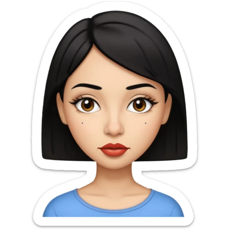 A girl with short straight black hair,big lips and pointy nose with Latina eyebrows  sticker