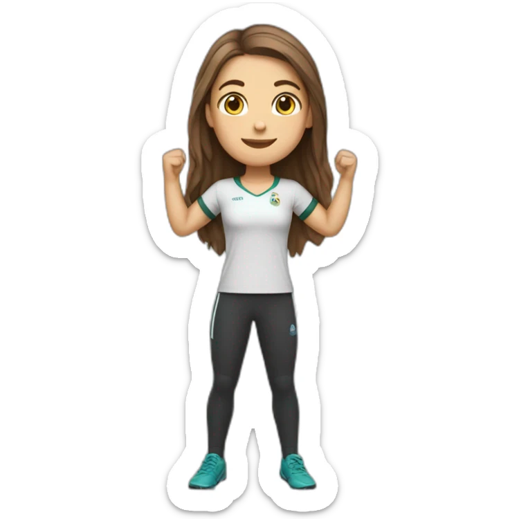 Full body caucasian girl with long Brown hair doing Cristiano ronaldo celebration sticker