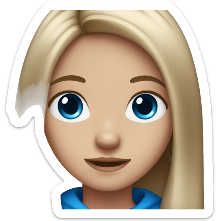 teenage girl with long straight brown hair and blue eyes sticker