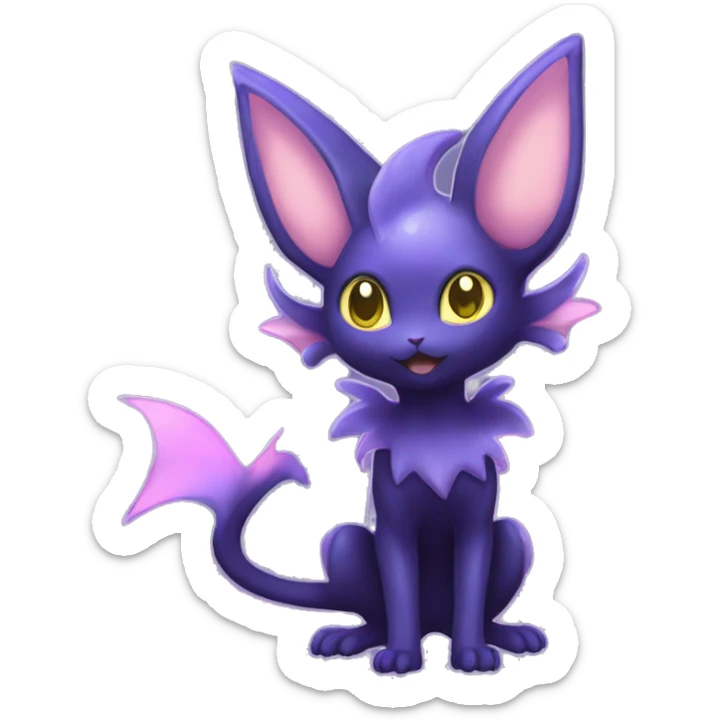 Shiny Cute Kawaii Ethereal Dark Noibat-Delcatty-Espeon-fusion-hybrid full body sticker