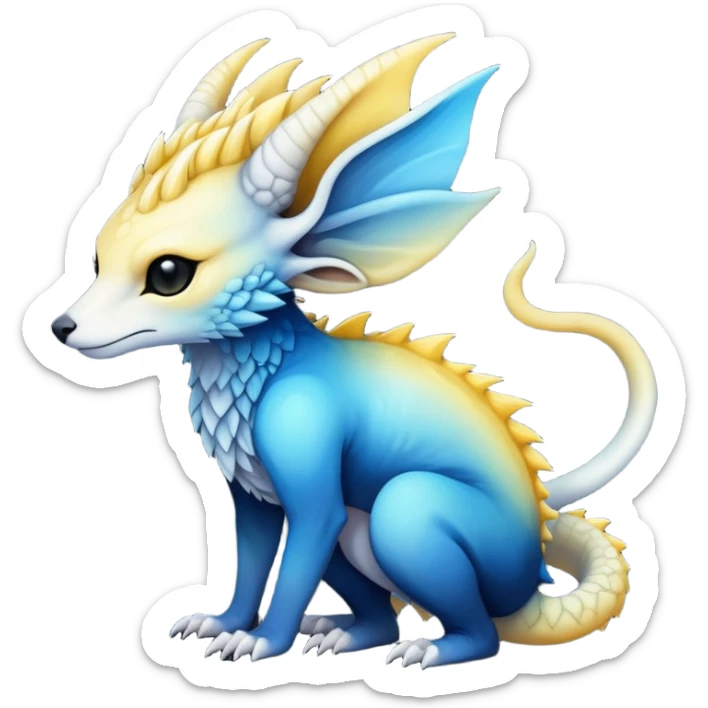  Cool Edgy blue-yellow-black-gradient ethereal badass Fionbri-Vernid-Trico-animal-creature full body  sticker