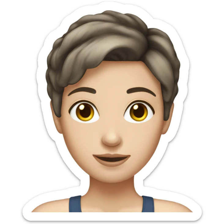 short haired brunette white girl sticker