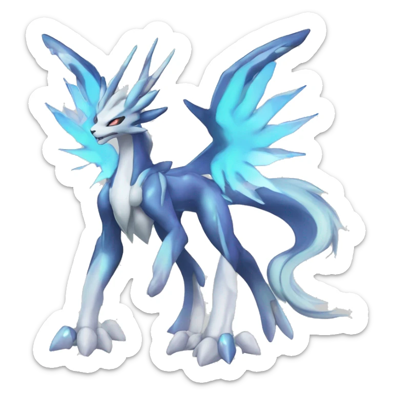  cool edgy shiny colorful godly ethereal Suicune-Dialga-Fakemon full body sticker