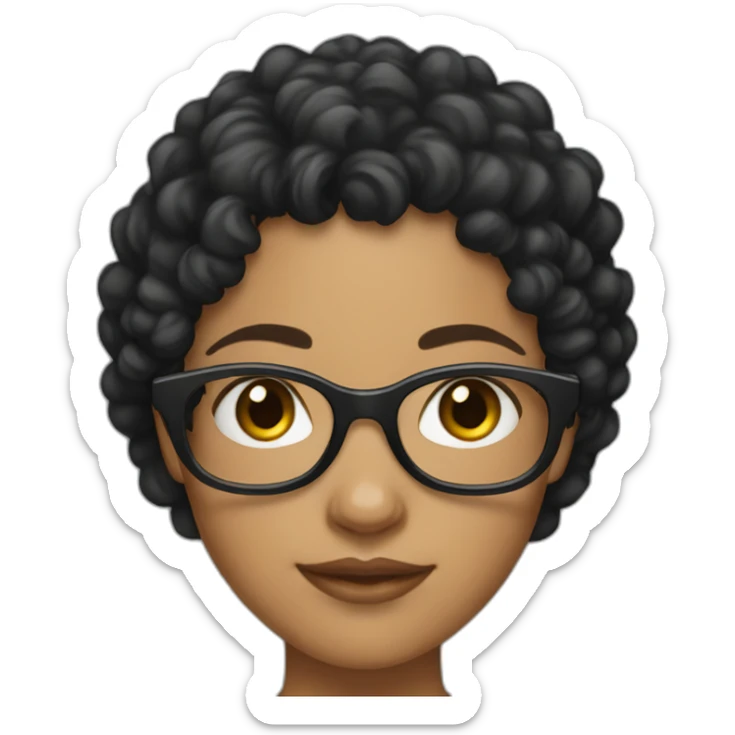 Young adult mixed girl with short black curly hair and glasses. sticker