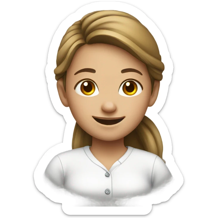 smiling girl in white shirt sticker