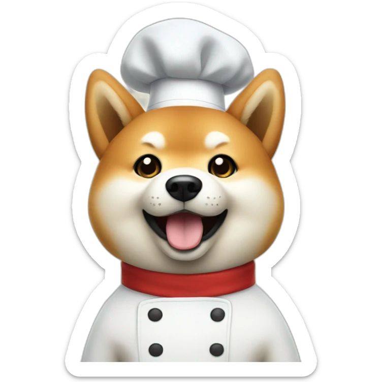 Shiba dog chef with one finger up close to its face asking you to wait sticker