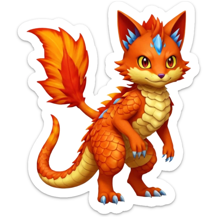 Gabite-Veemon-Digimon-Peppercat-Pokémon-Flamedramon-fusion-animal-hybrid-creature, Full body  sticker