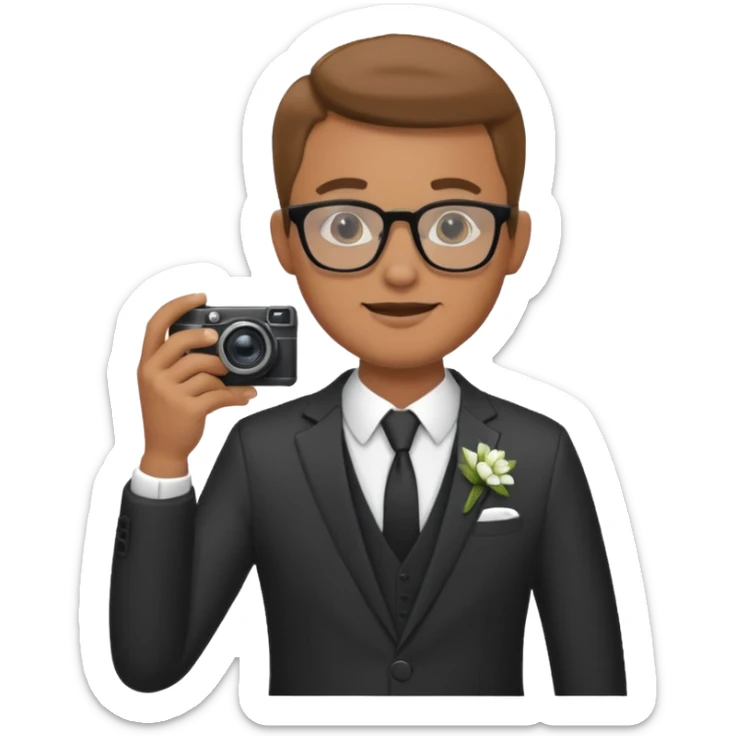 Hombre moreno con gafas haciendo fotos en una boda sticker