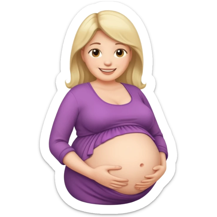 heavily pregnant woman with very very large overdue  belly sticker