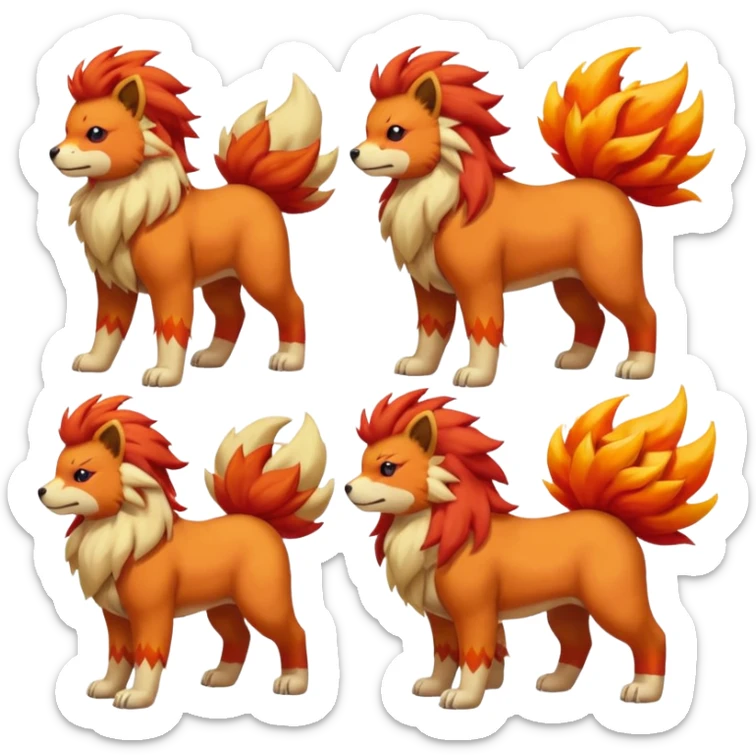Growlithe-Flareon-Aracanine-Ponyta-Entei-fusion (full body) sticker