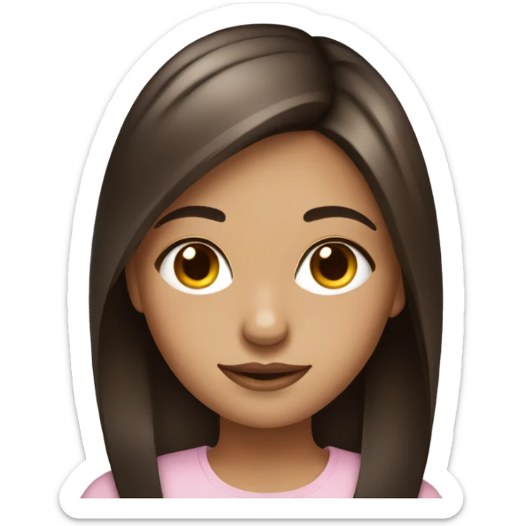 girl with dark brown and soft highlights straight hair portrait sticker