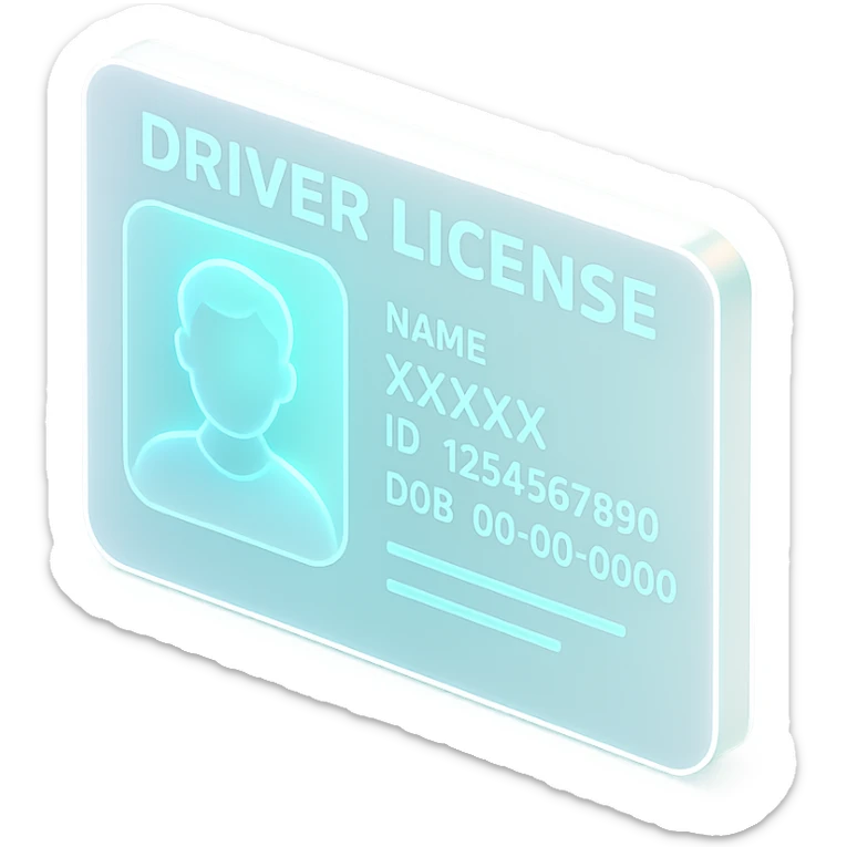 A futuristic driver's license with a sleek, modern design and holographic elements. sticker