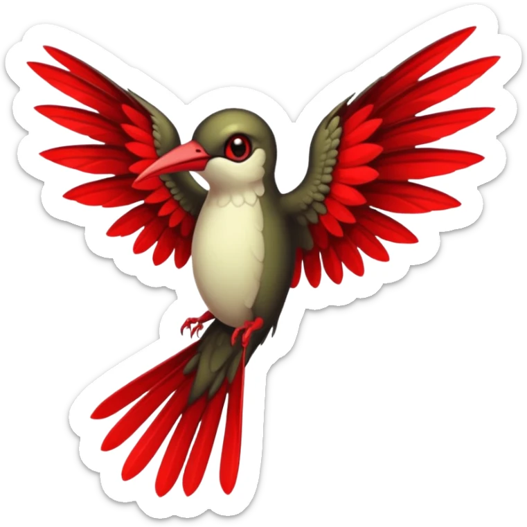 creppy demon like hummingbird with  creppy and very long wings  sticker