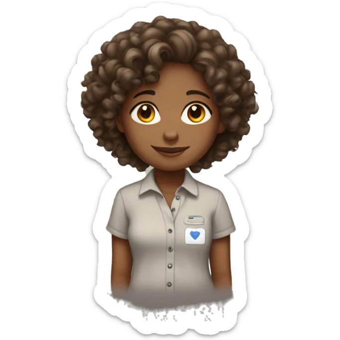 Brown skin girl with curly brown hair with social work shirt sticker