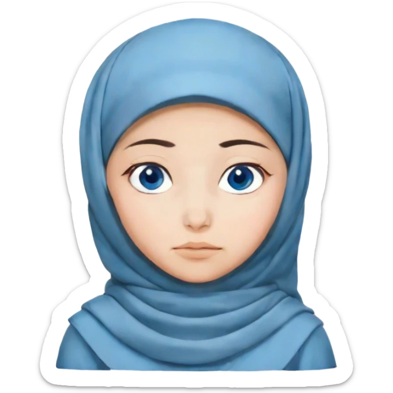 Turkish beautiful finish Konya girl blue eyes with hijab and islamic dress and Sleepy Face sticker