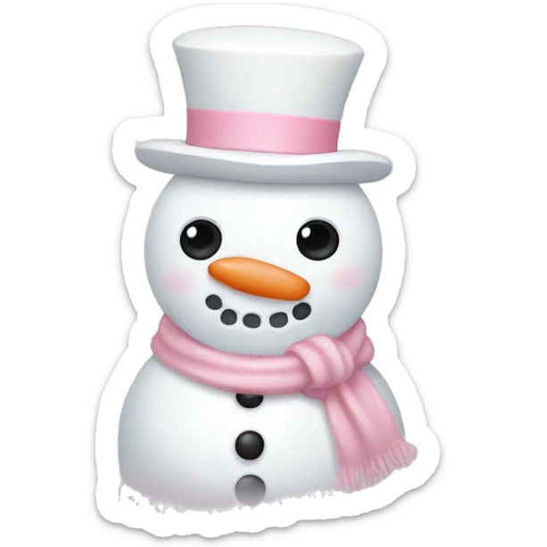 Cute white and light pink snowman sticker
